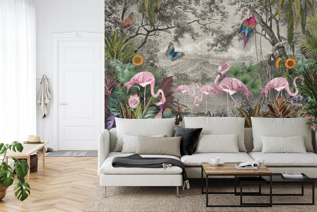 Flamingos wall mural image 3