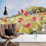 Poppy field painting wall mural image 0