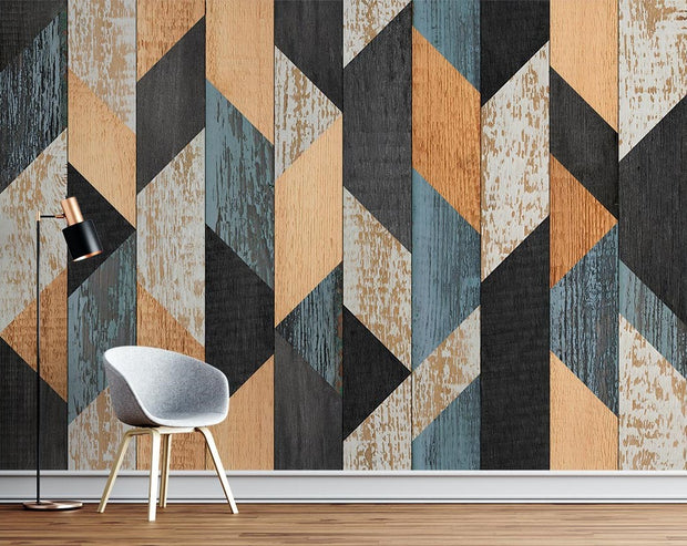 Wooden Geometric Wallpaper Mural image 2