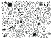 Classroom Space Doodle Wall Mural image 1