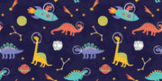 Space Dinosaurs Wall Mural featuring colorful astronaut dinosaurs, planets and stars.