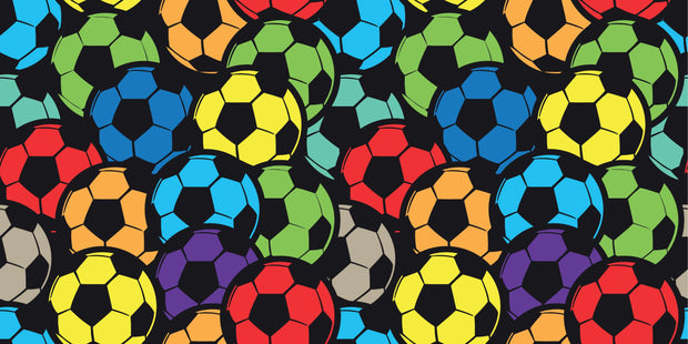 Bright multicolor soccer ball wall mural.