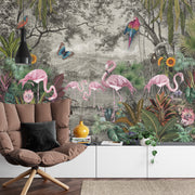 Flamingos wall mural image 2