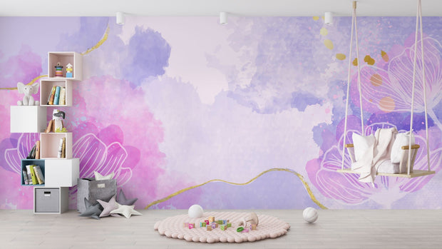 Abstract Purple Wall Mural - Mural Wonder