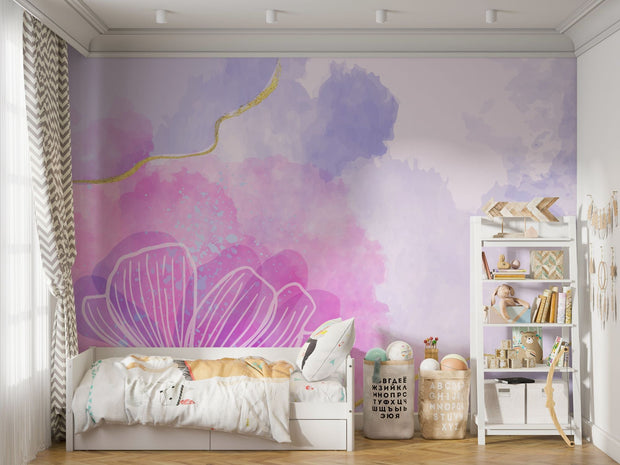 Abstract Purple Wall Mural - Mural Wonder