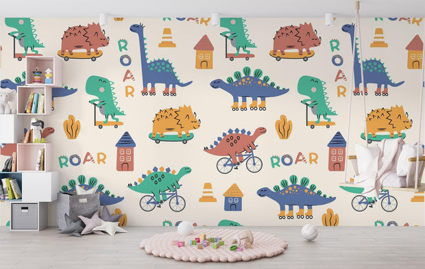 Adorable Dinosaur Wall Mural - Mural Wonder