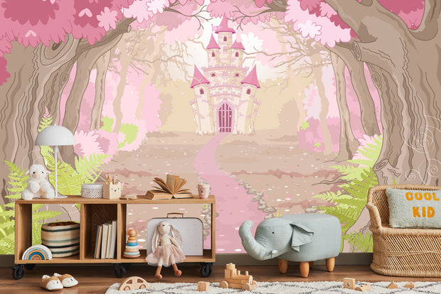 Castle  in the pink forest image 0