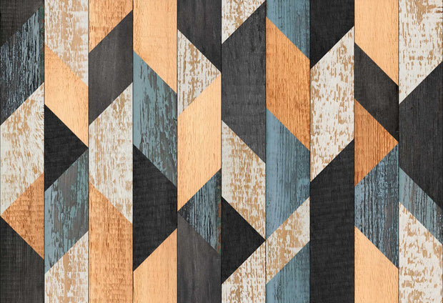 Wooden Geometric Wallpaper Mural image 1