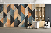 Wooden Geometric Wallpaper Mural image 0