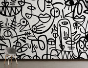 Black And White Graffiti Wallpaper Mural - Mural Wonder