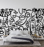 Black And White Graffiti Wallpaper Mural - Mural Wonder