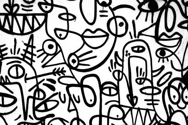 Black And White Graffiti Wallpaper Mural - Mural Wonder