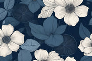 Blue and white floral wall mural - Mural Wonder