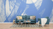 Blue brush stoke wall mural - Mural Wonder