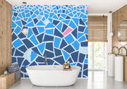 Blue Ceramic Tile Mosaic Wallpaper Mural - Mural Wonder