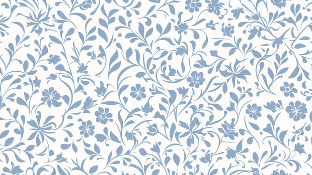 Blue Floral Pattern Mural Wallpaper - Mural Wonder