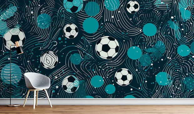 Blue Football Wallpaper Mural - Mural Wonder