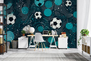 Blue Football Wallpaper Mural - Mural Wonder