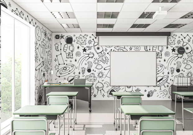 Classroom Space Doodle Wall Mural image 0