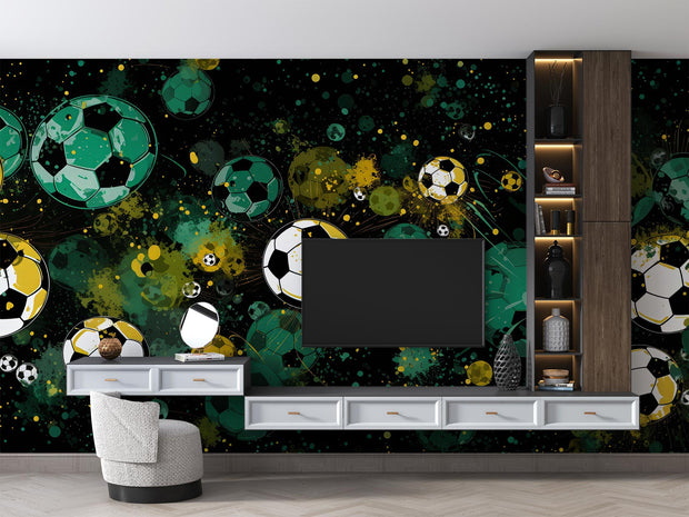 Green Football Wallpaper Mural image 0