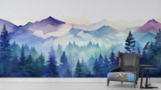 Watercolour Mountain Mural Wallpaper image 2