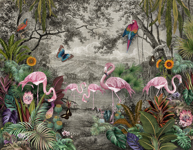 Flamingos wall mural image 1